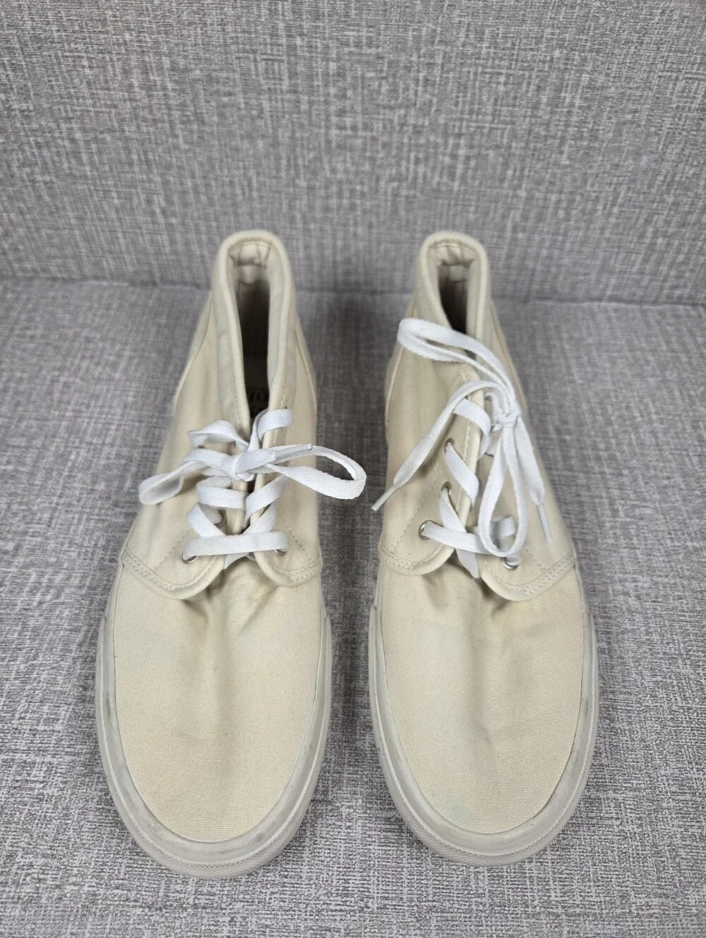 Polo Ralph Lauren Keaton Chukka Sneaker Boot Cream White Canvas  Men's Size 9.5